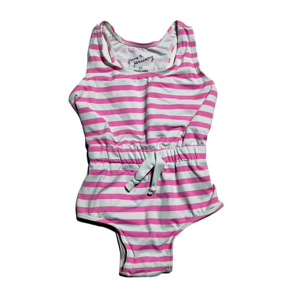 June & January Bubblegum Stripe one piece retro style swimsuit 2T